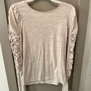 We The Free Cream Ruched Sleeve Long Sleeve Top